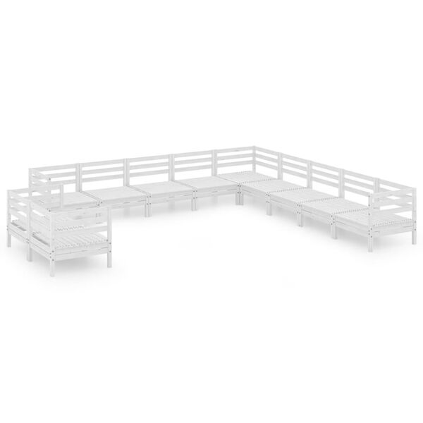 vidaXL 11-osainen Puutarhasohvasarja valkoinen t&auml;ysi m&auml;nty