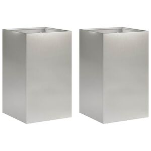 vidaXL Puutarha ruukku 2 kpl Hopea 40 x 40 x 50 cm Ruostumaton ter&auml;s
