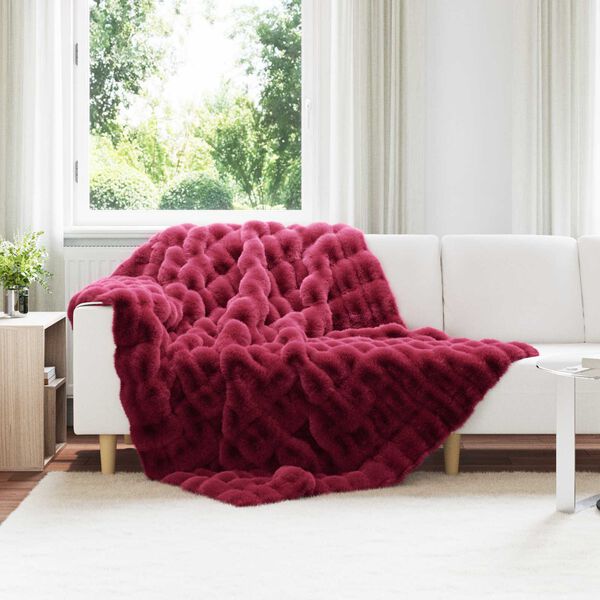 vidaXL Tekoturkki J&auml;niksen Peitto Olite Bordeaux punainen 150 x 220 cm