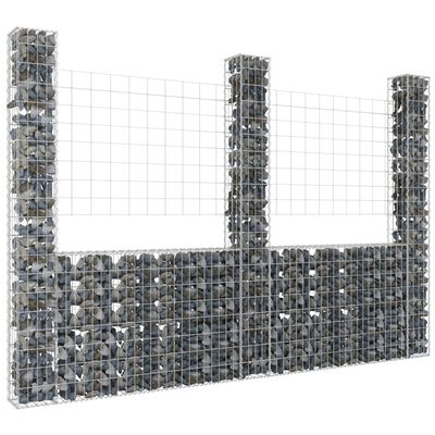 vidaXL U-muotoiset kivikorit 3 pylväällä rauta 260x20x200 cm