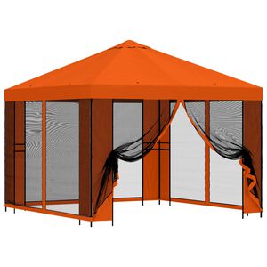 vidaXL Puutarhamaja sivuseinill&auml; 3 x 3 m Oranssi Polyesteri ja ter&auml;s