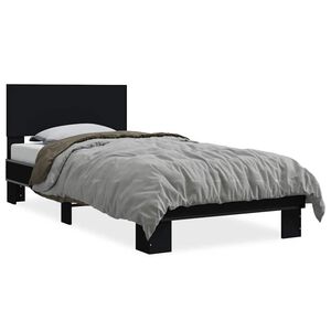 vidaXL S&auml;ngynrunko musta 75x190 cm tekninen puu ja metalli