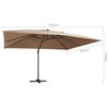 vidaXL Aurinkovarjo cantilever LED/alumiinitolppa 400x300 cm taupe