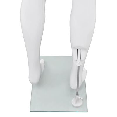 vidaXL Aidon kokoinen miesmallinukke lasijalustalla valkoinen 185 cm