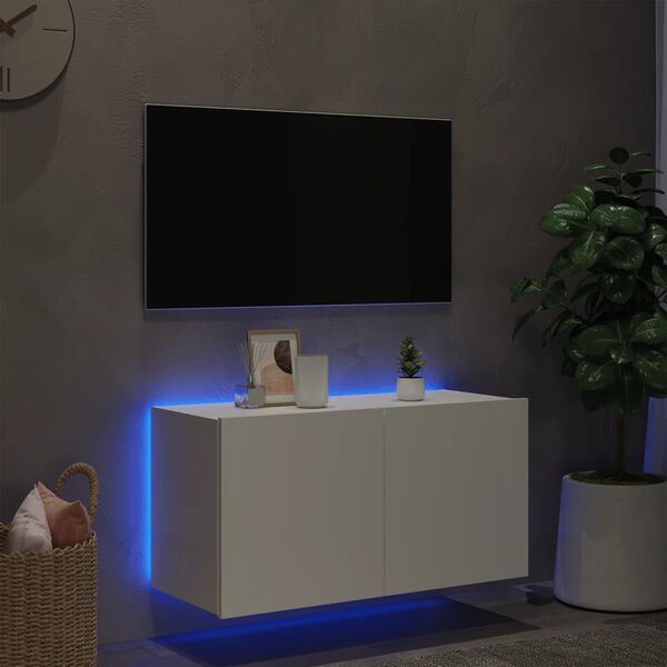 vidaXL TV-sein&auml;kaappi LED-valoilla valkoinen 80x35x41 cm
