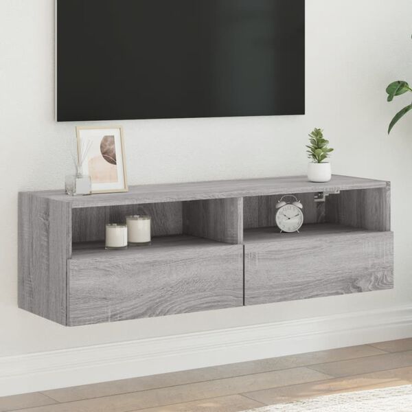 vidaXL TV-seinäkaappi harmaa Sonoma 100x30x30 cm tekninen puu