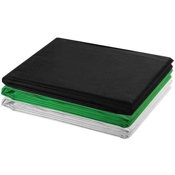 vidaXL Valokuvastudiosetti 3 puuvillataustaa säädettävä runko 3x5 m