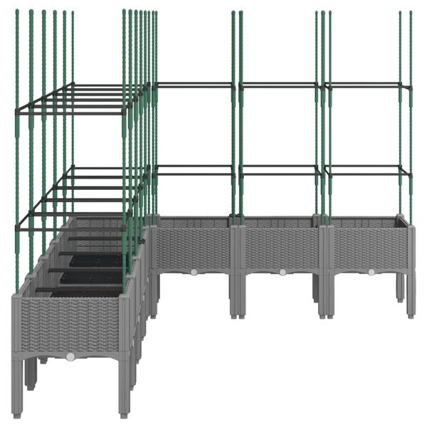 vidaXL Kukkalaatikko s&auml;leik&ouml;ll&auml; vaaleanharmaa 200x160x142,5 cm PP