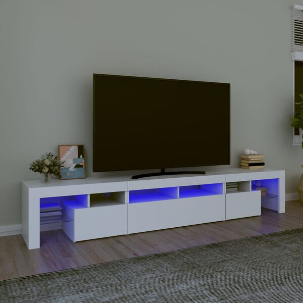 vidaXL TV-taso LED-valoilla valkoinen 230x36,5x40 cm