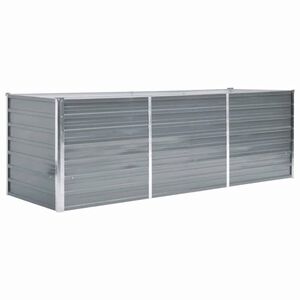 vidaXL Korotettu kukkalaatikko galvanoitu ter&auml;s 240x80x77 cm harmaa