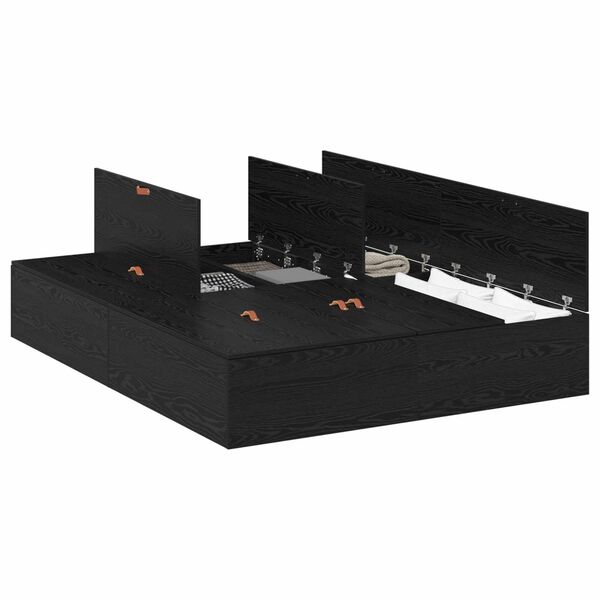 vidaXL Säilytystilallinen sängynrunko Musta tammi. 5FT King Size