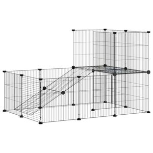 vidaXL 20-paneelinen lemmikkih&auml;kki ovella musta 105x70x70 cm ter&auml;s