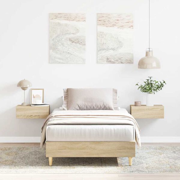 vidaXL s&auml;ngynrunko ilman patjaa Sonoma tammi 90x200 cm suunniteltu puu