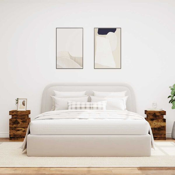 vidaXL Y&ouml;p&ouml;yd&auml;t LED-valoilla 2 kpl savutammi 35x39x55 cm