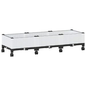 vidaXL Puutarhavaltikka, jossa on py&ouml;r&auml;t valkoinen 120 x 40 x 33 cm PP