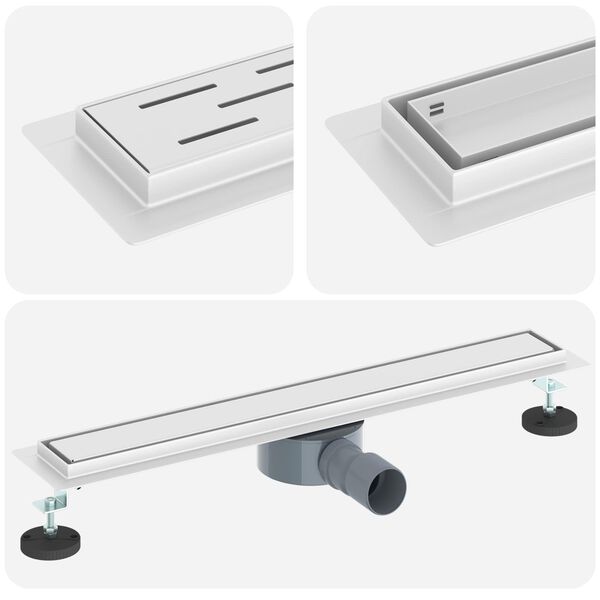 vidaXL Suihkuhuuhtelija 2-in-1 360° poistoputkella Hopea 60 cm