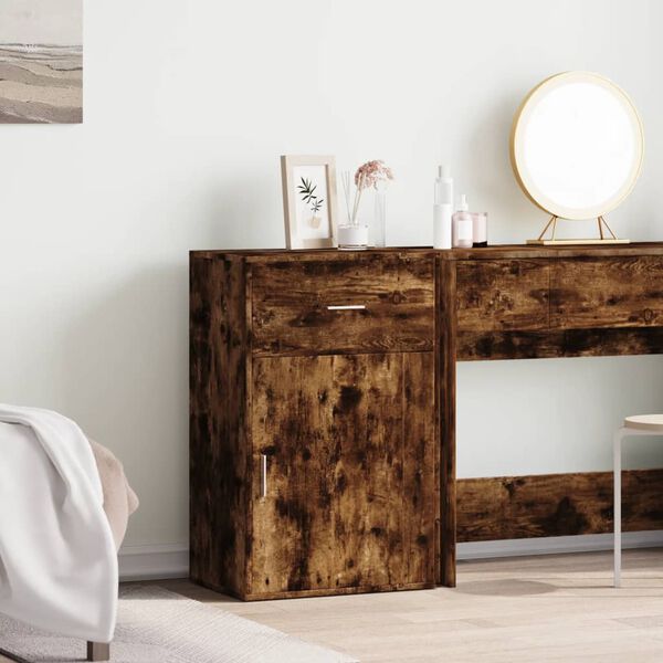 vidaXL Säilytyskaappi savutammi 56,5x39x90 cm lastulevy