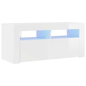 vidaXL TV-taso LED-valoilla korkeakiilto valkoinen 90x35x40 cm