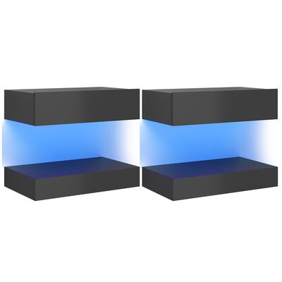 vidaXL TV-tasot LED-valoilla 2 kpl korkeakiilto harmaa 60x35 cm