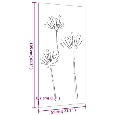 vidaXL Puutarhaseinäkoriste 105x55 cm corten teräs kukkakuvio