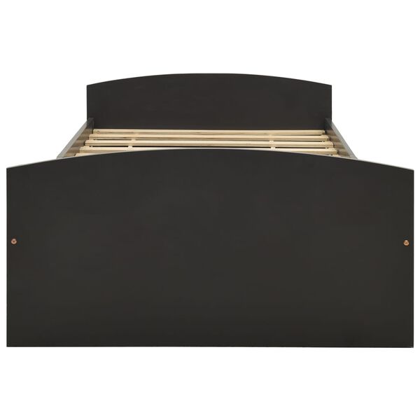 vidaXL Sängynrunko 2 vetolaatikolla harmaa täysi mänty 90x200 cm