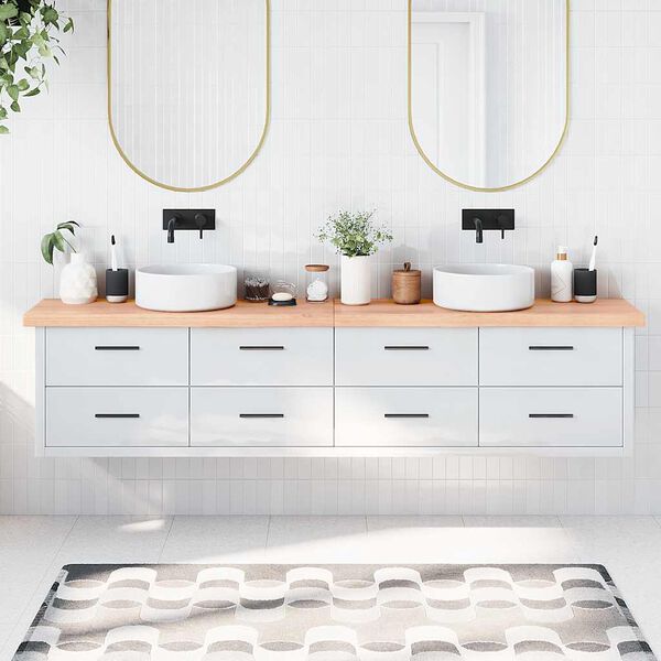 vidaXL Kylpyhuoneen ty&ouml;taso v.ruskea 220x40x(2-6)cm k&auml;sitelty t&auml;yspuu