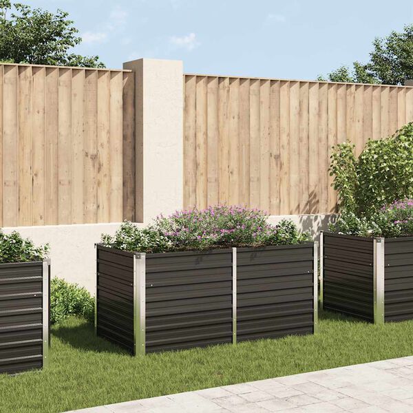 vidaXL Puutarhalaatikko 160x80x77cm galvanoitu ter&auml;s antrasiitti