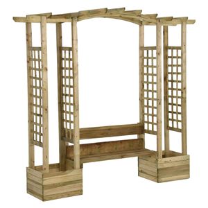 vidaXL Puutarhapergola penkill&auml; ja kukkalaatikoilla kyll&auml;stetty m&auml;nty
