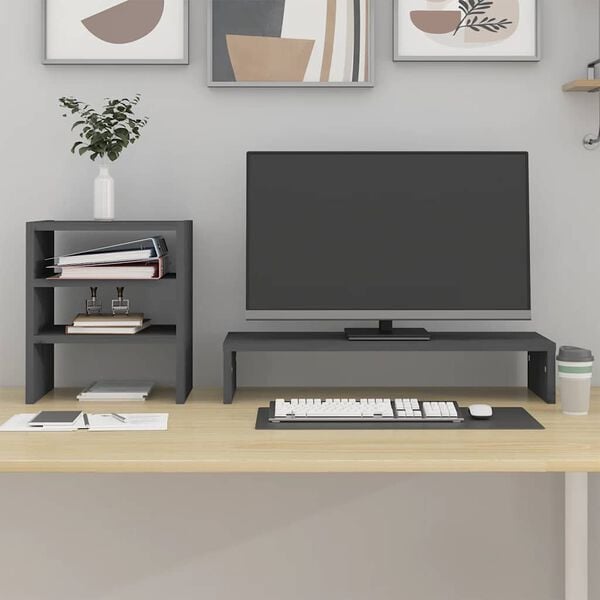 vidaXL N&auml;ytt&ouml;koroke harmaa 81x20x30 cm t&auml;ysi m&auml;nty