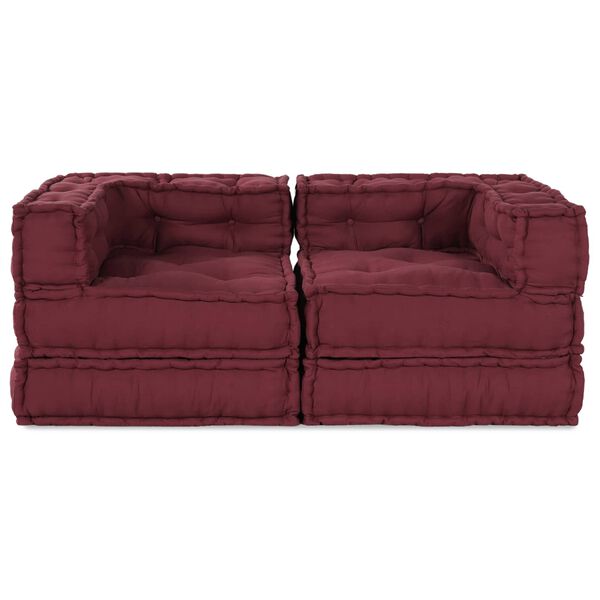 vidaXL Modulaarinen sohva 2 pcs Burgundy 140 x 70 x 56 cm kangas