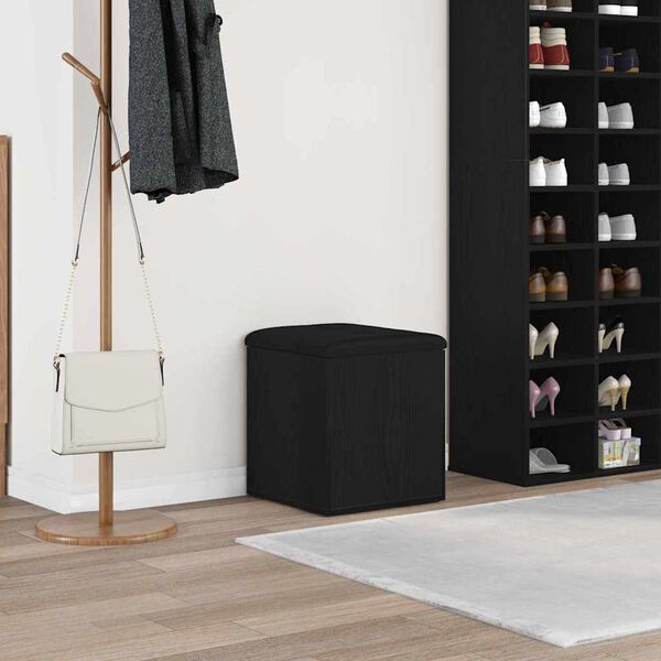 vidaXL S&auml;ilytyspenkki Musta tammi. 42 x 42 x 45 cm Tekninen puu