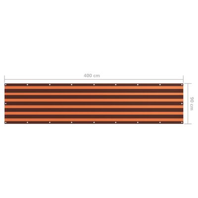vidaXL Parvekkeen suoja oranssi ja ruskea 90x400 cm Oxford kangas