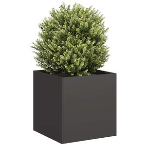 vidaXL Kukkalaatikko musta 40x40x40 cm kylm&auml;valssattu ter&auml;s