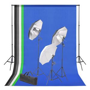 vidaXL Valokuvastudiosarja taustakangas- ja valosarjalla