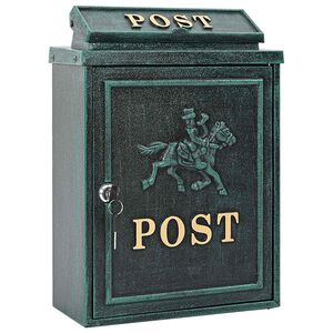 vidaXL Sein&auml;lle Asennettava Postilaatikko Vihre&auml; 29 x 13 x 41 cm