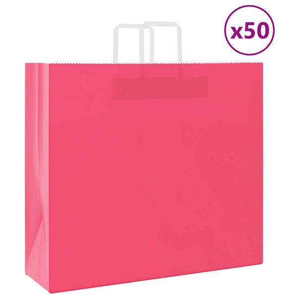 vidaXL Paperikassit 50 kpl kahvoilla pinkki 54x15x49 cm