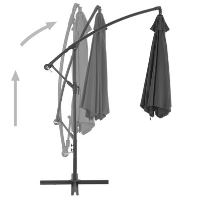 vidaXL Riippuva aurinkovarjo alumiinipylväällä 300 cm antrasiitti