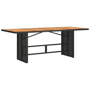 vidaXL Puutarhap&ouml;yt&auml; akasiapuu ja polyrottinki musta 190x80x74 cm