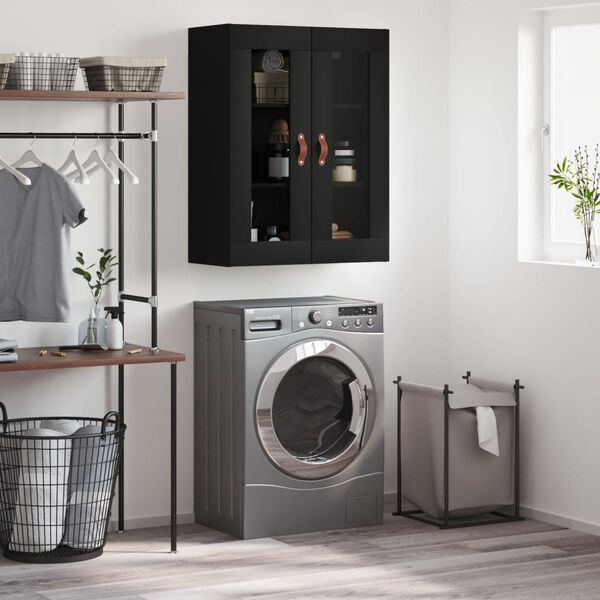 vidaXL Sein&auml;kiinnitett&auml;v&auml; kaappi musta 69,5x34x90 cm