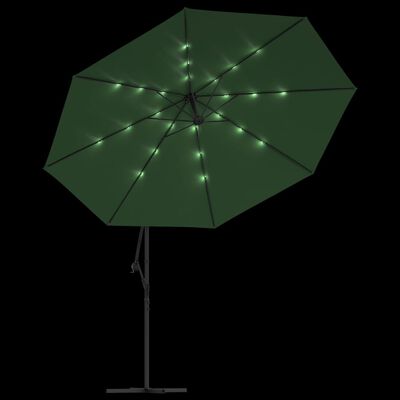 vidaXL Aurinkovarjo LED-valoilla ja metallipylväällä 350 cm vihreä
