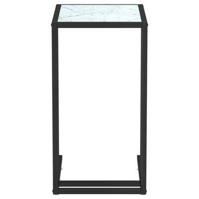 vidaXL Sivupöytä läppärille valk. marmori 50x35x65 cm karkaistu lasi