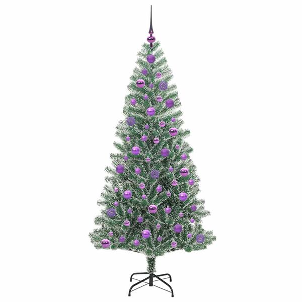 vidaXL Tekoinen joulukuusi lumiflockilla ja LED-valolla 180 cm