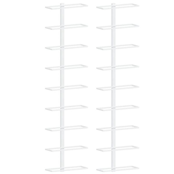 vidaXL Sein&auml;kiinnitett&auml;v&auml; viinipulloteline 9 pullolle 2 kpl valkoinen