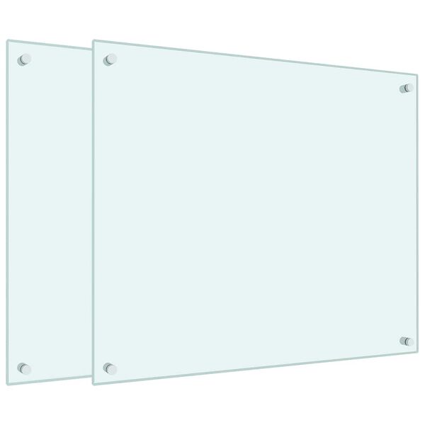 vidaXL Keitti&ouml;n roiskesuojat 2 kpl valkoinen 70x60 cm karkaistu lasi