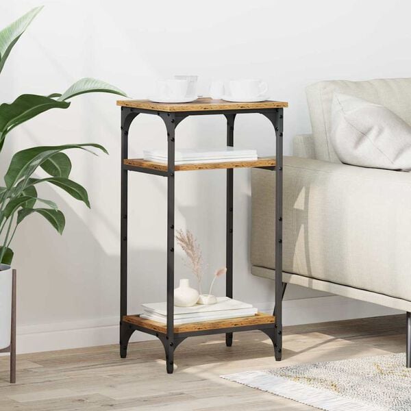 vidaXL Sivup&ouml;yt&auml; hyllyll&auml; Vanha Puu 40 x 30 x 75 cm Tekninen puu