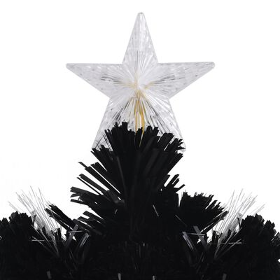 vidaXL Joulukuusi LED-lumihiutaleilla musta 180 cm kuituoptiikka