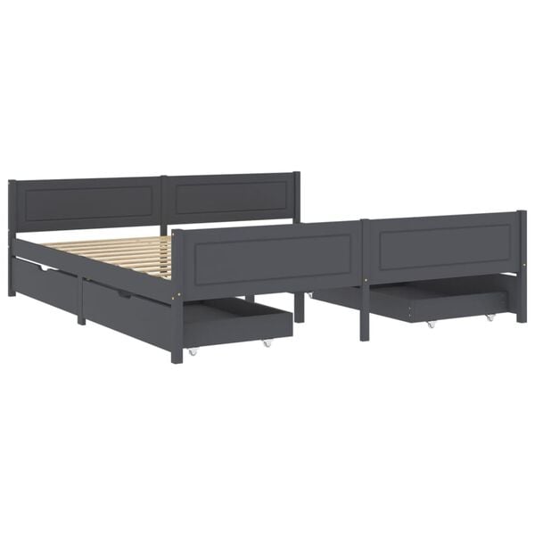 vidaXL S&auml;ngynrunko 4 vetolaatikolla tummanharm. t&auml;ysi m&auml;nty 180x200 cm