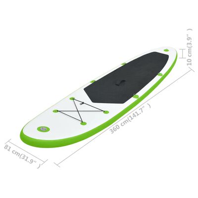 vidaXL Täytettävä SUP-lautasarja vihreä ja valkoinen