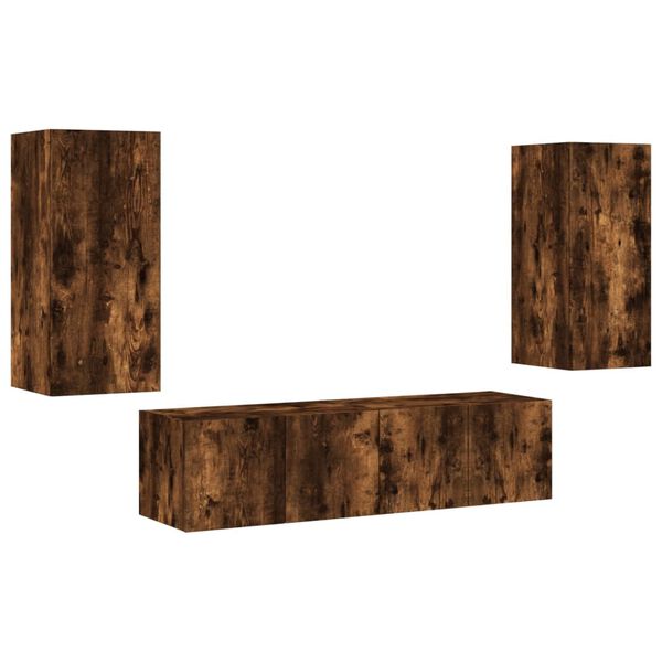 vidaXL 4-osainen LED TV-kaappisarja savutammi tekninen puu