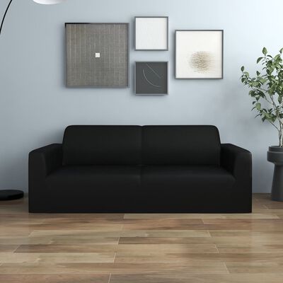 vidaXL Joustava 2-istuttavan sohvan päällinen musta polyesteri jersey